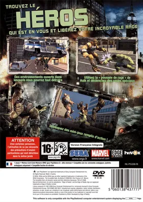 The Incredible Hulk box cover back